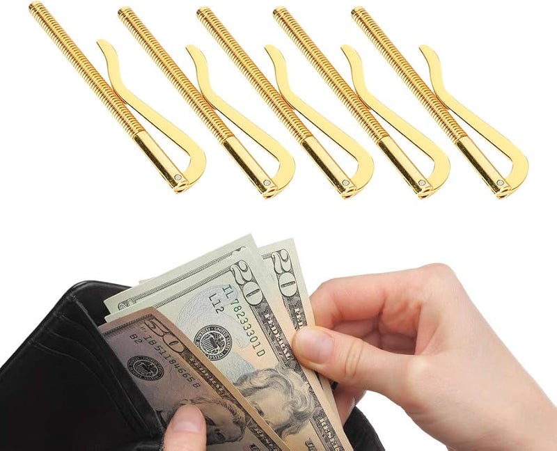 Respicefinem Money Clip 5Pcs Gold Electroplated Steel High Hardness Spring 85Mm For Leather Wallet - Image 2